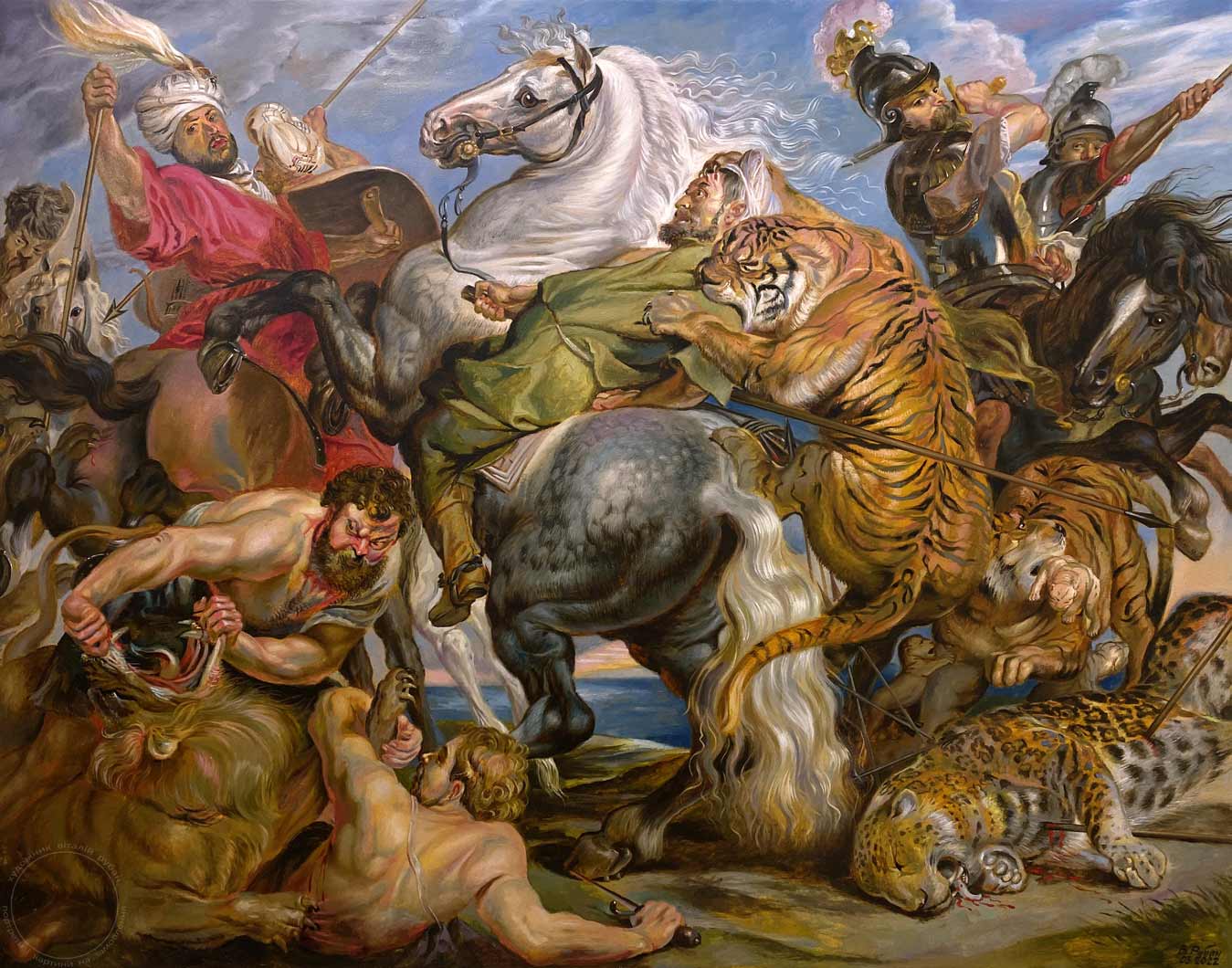 Охота на тигров The tiger hunt, копия Рубенса - художник Виталий Рубан