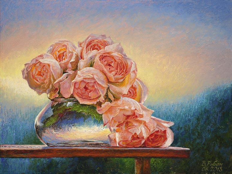 Картина «Розы цвета заката» - фотограф Мария Глазкова - художник Виталий Рубан