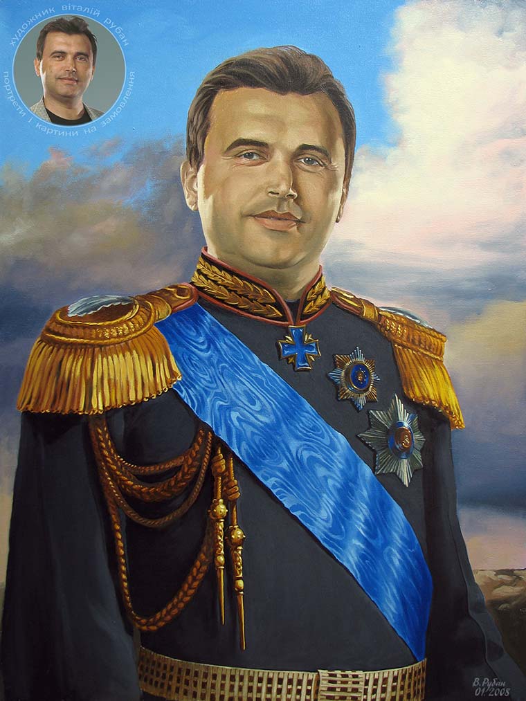 Портрет футболиста киевского Динамо в императорском военном костюме