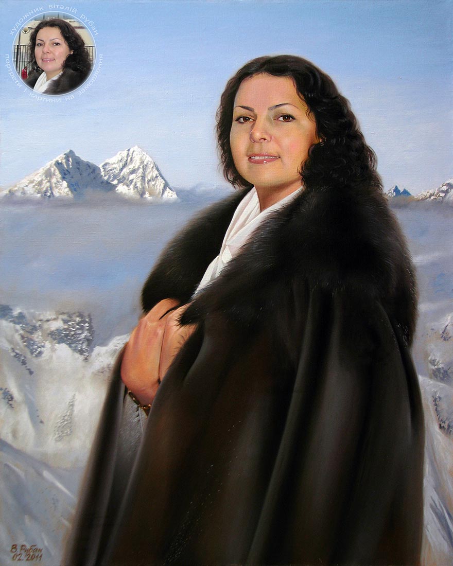 Женский портрет на фоне гор