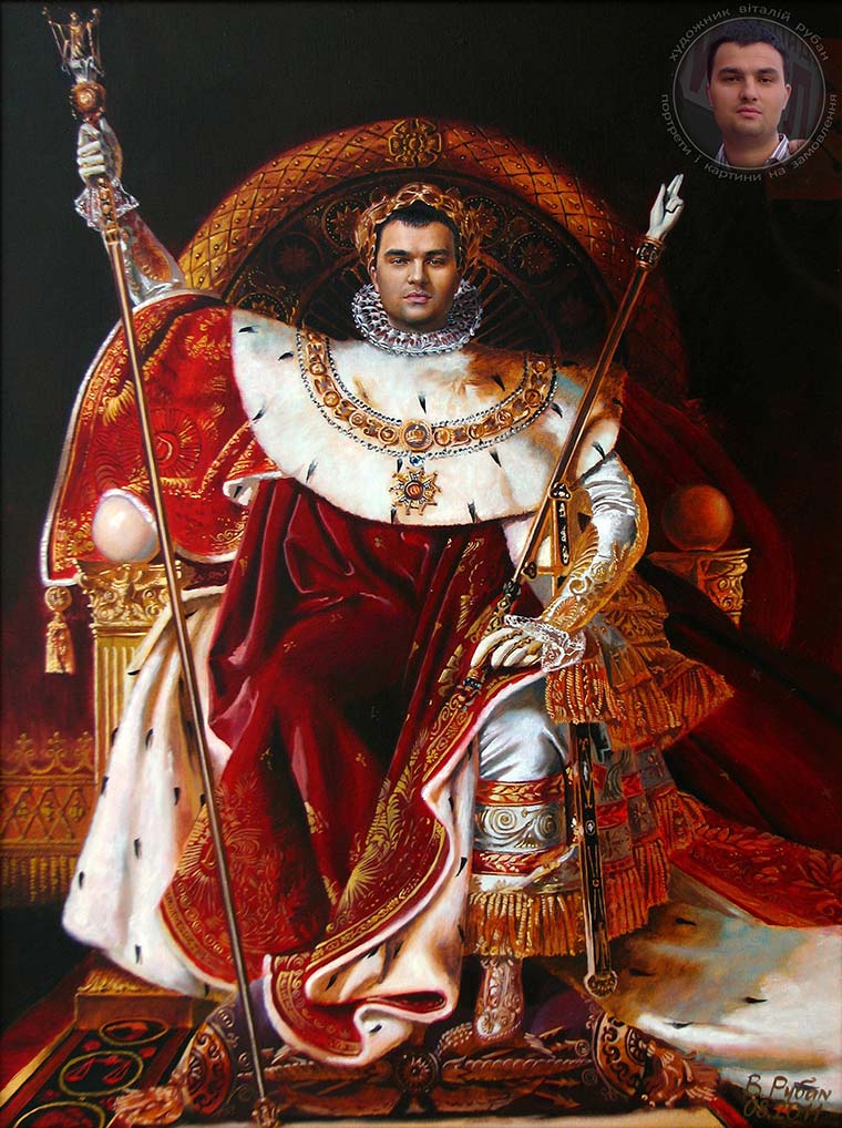 Мужской портрет в образе Наполеона в стиле старых мастеров