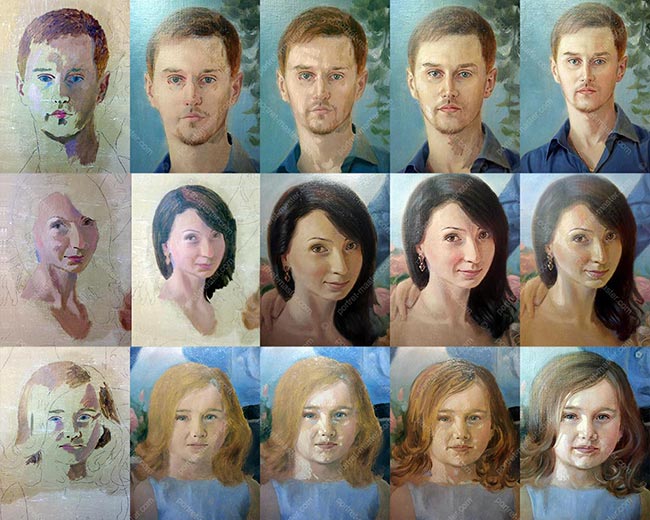 Фотографія робочого процесу над обличчями усіх членів сім'ї