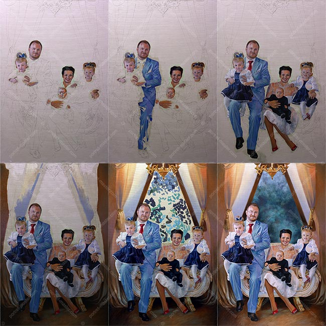 Фотографія робочого процесу над портретом сім'ї Леоніда