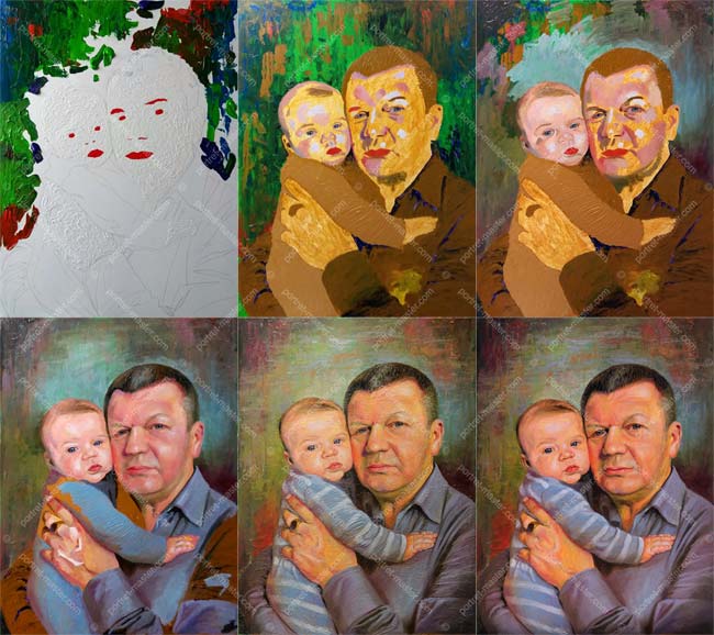 Фотографія робочого процесу над портретом дідуся і онука