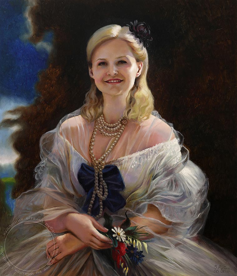 Александра - жена Дениса на индивидуальном портрете - женский портрет в образе графини