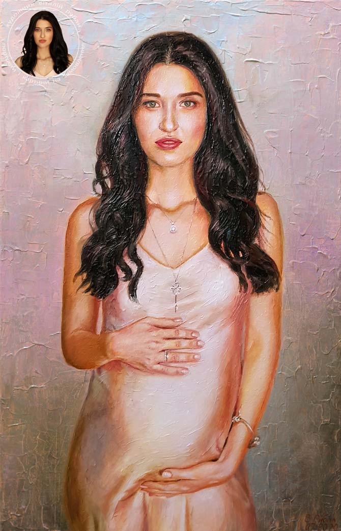 Портрет вагітної жінки - пастозний портрет олійними фарбами