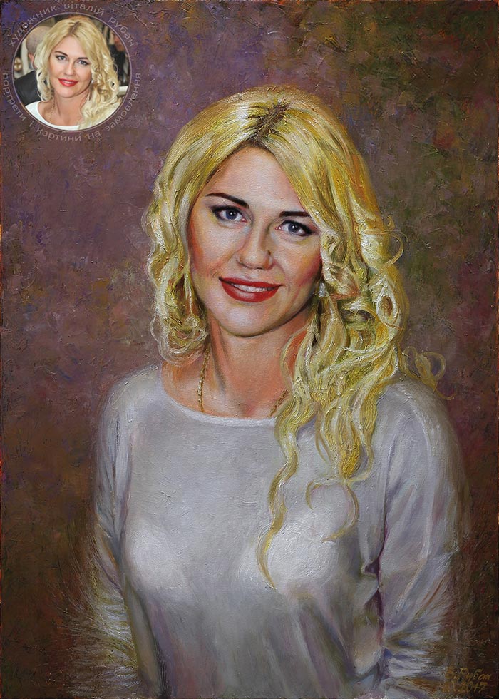 Женский портрет маслом на акриловом подмалёвке