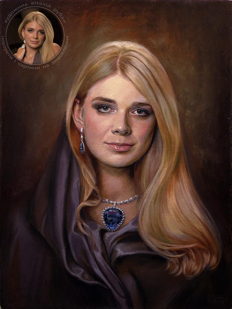 Жіночий портрет в мантії на полотні олійними фарбами - художник Віталій Рубан
