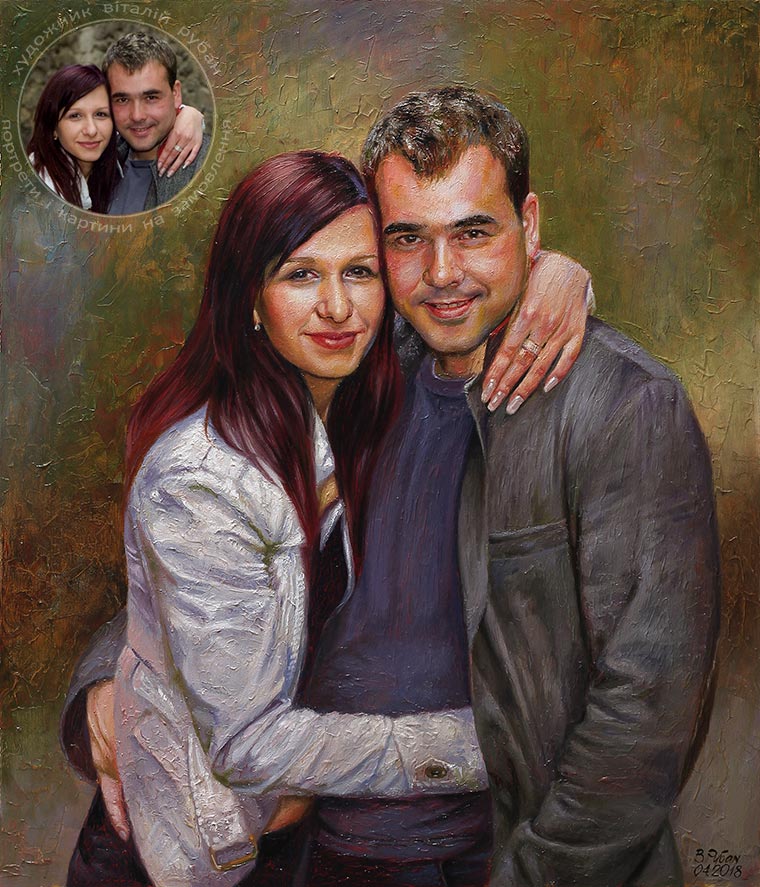 Парний портрет молодого подружжя - пастозний портрет