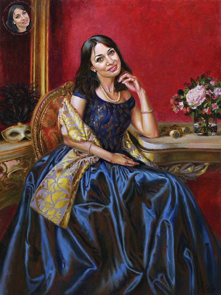 Женский портрет в синем платье