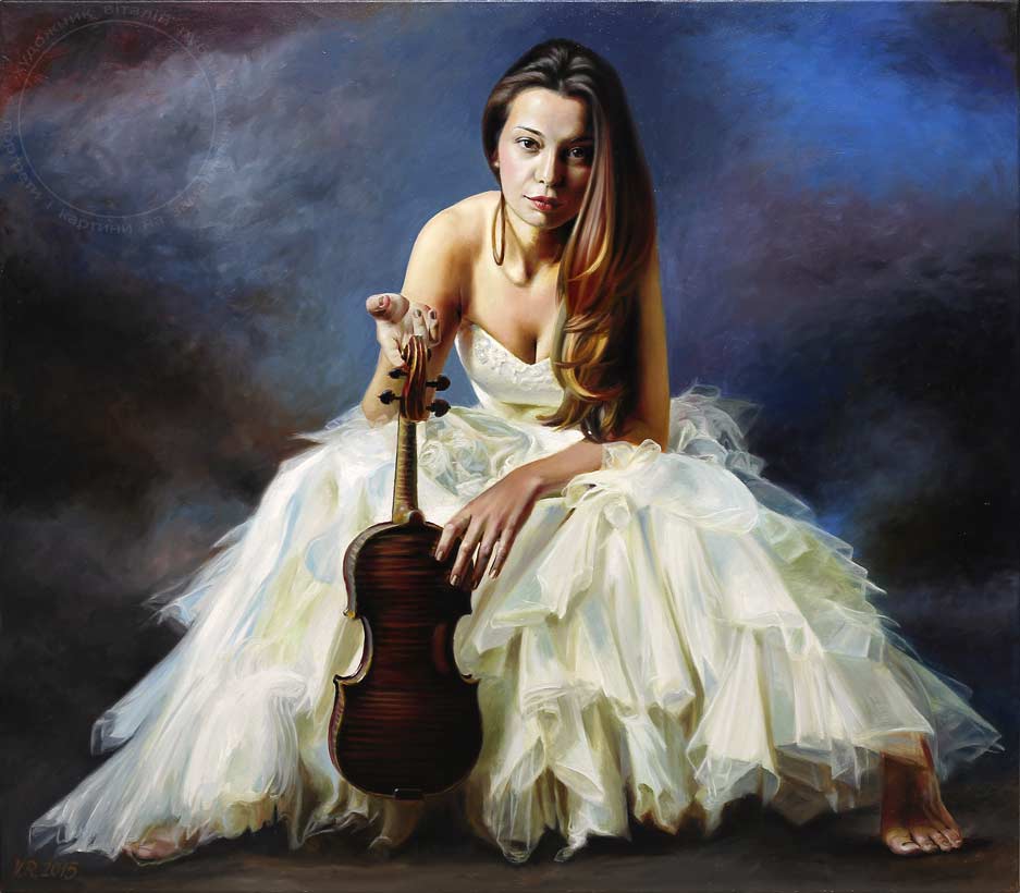 Класичний тонкошаровий портрет польської дівчини-скрипалі - художник Віталій Рубан