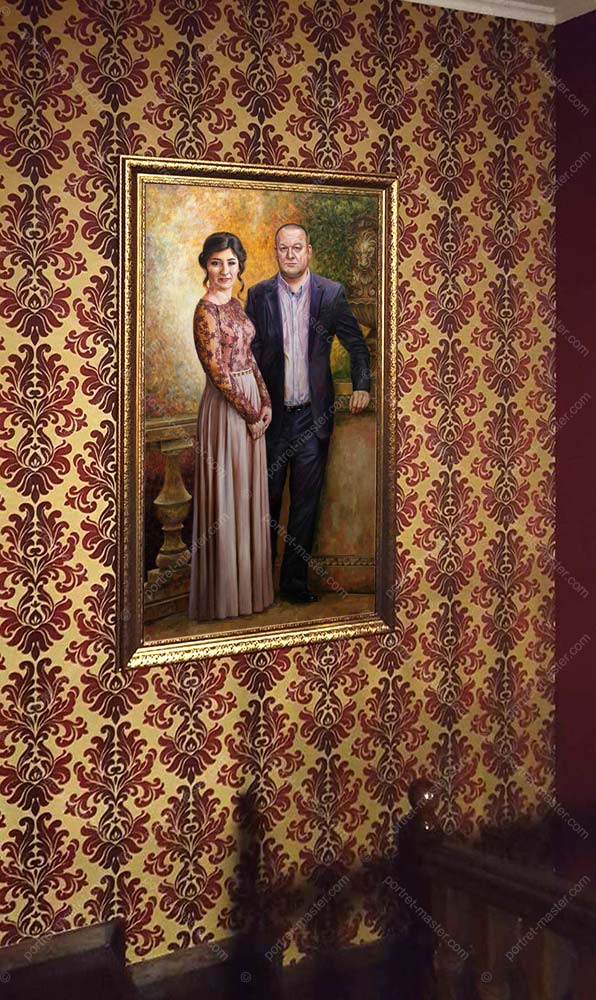 Парный портрет Виктора и Леси в интерьере частного дома