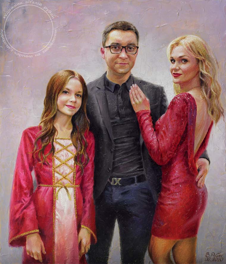 Пастозный семейный портрет Виталия - художник Виталий Рубан